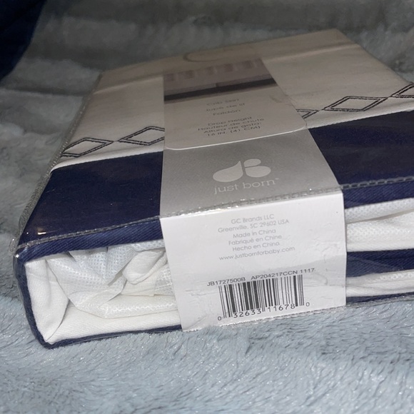 Just Born crib skirt Brand New in original packaging! Navy and White - Picture 7 of 7